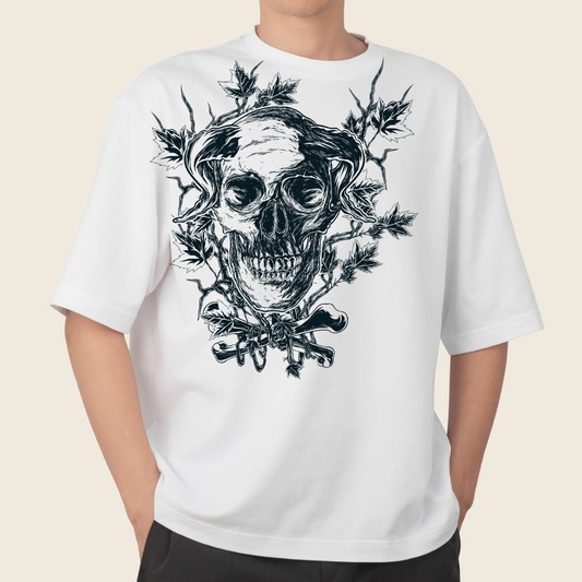 T shirt Oversized Skull with horns