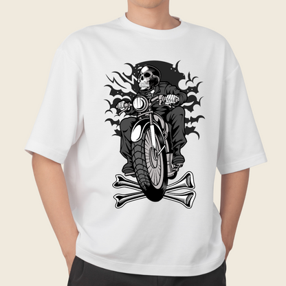 T shirt Oversized Skull Rider Motorcycle