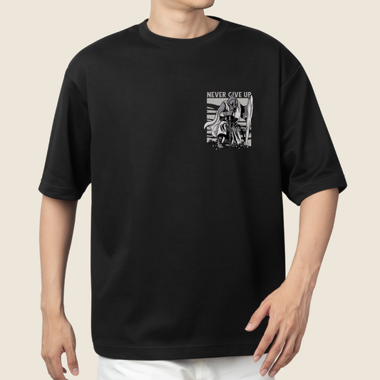 T shirt Oversized Teutonic Knight Never Give Up Crusader Gym Mens