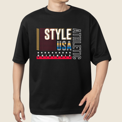 T-shirt Oversize Negru cu Model Marime